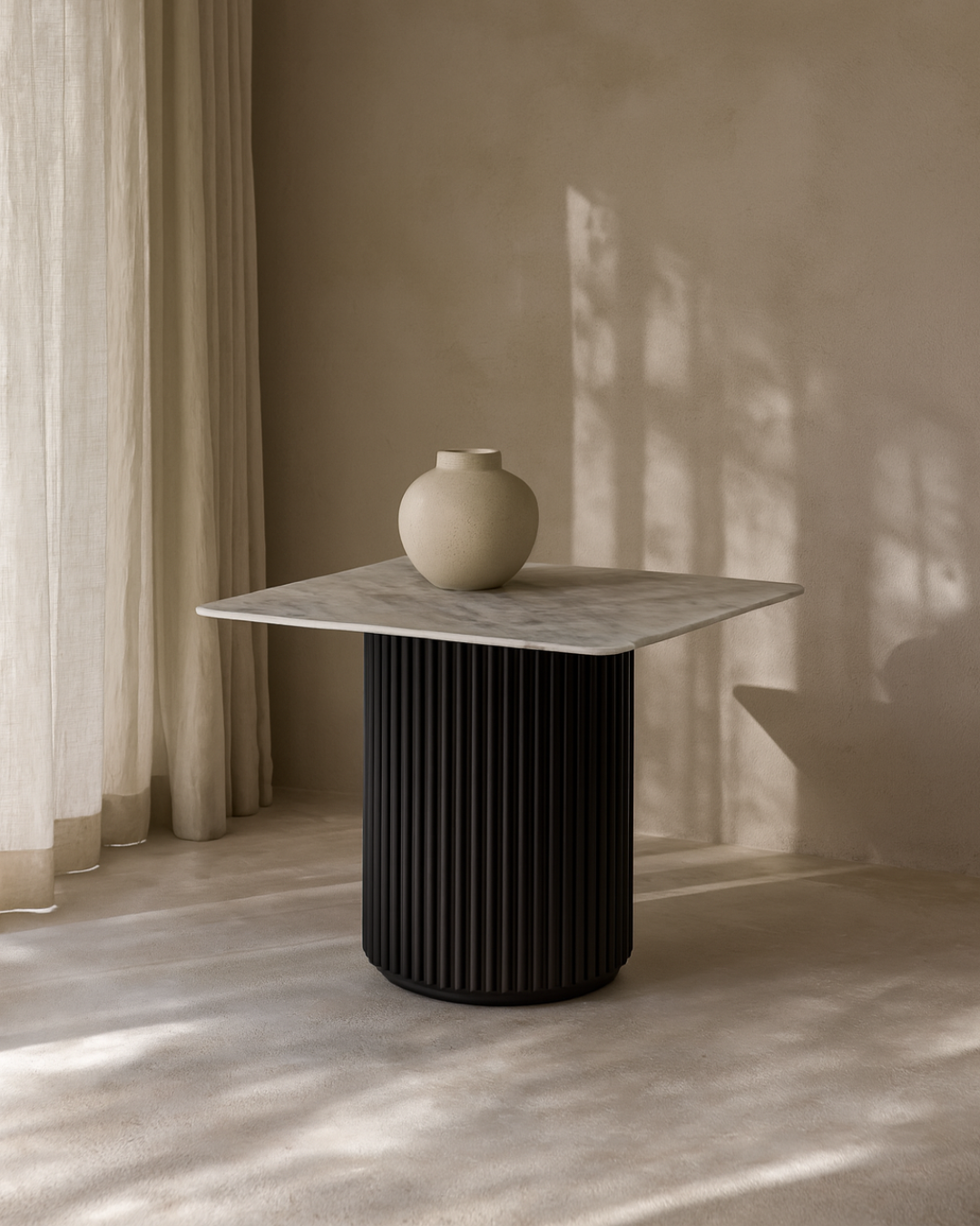 Tommy Franks Living Lantine Marble Side Table - Matt Black House of Isabella UK