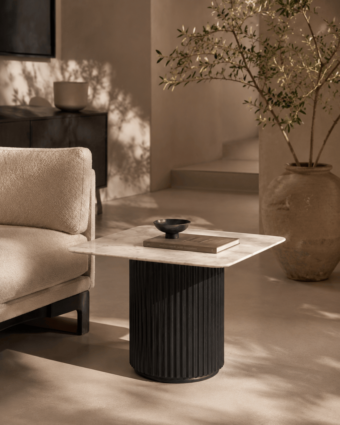 Tommy Franks Living Lantine Marble Side Table - Matt Black House of Isabella UK
