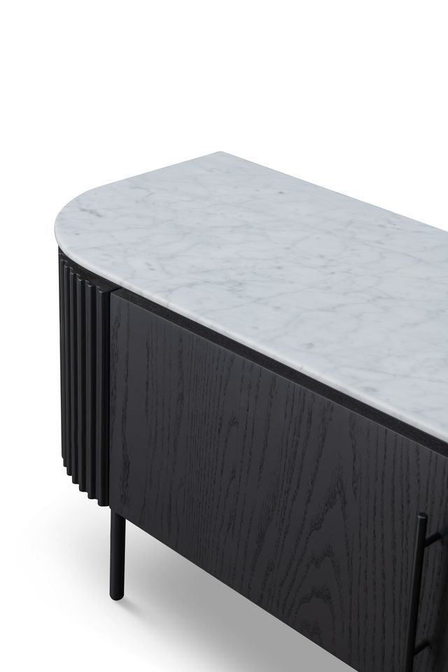 Tommy Franks Living Lantine Marble TV Unit - Black Oak House of Isabella UK