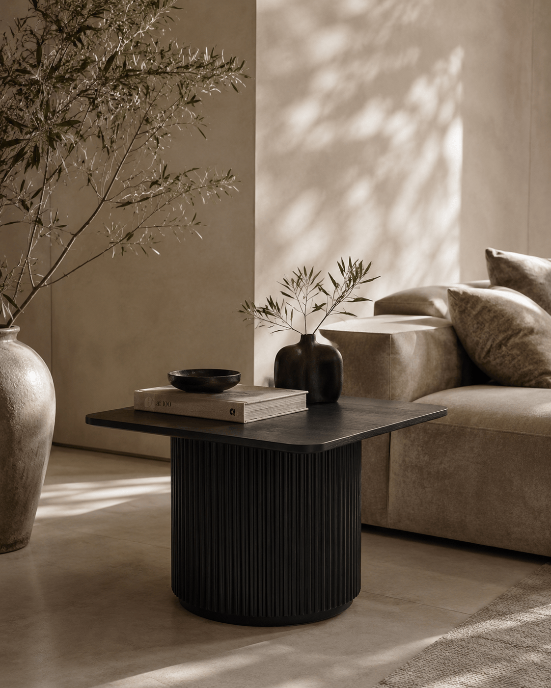 Tommy Franks Living Lantine Side Table - Black Oak & Lacquer House of Isabella UK