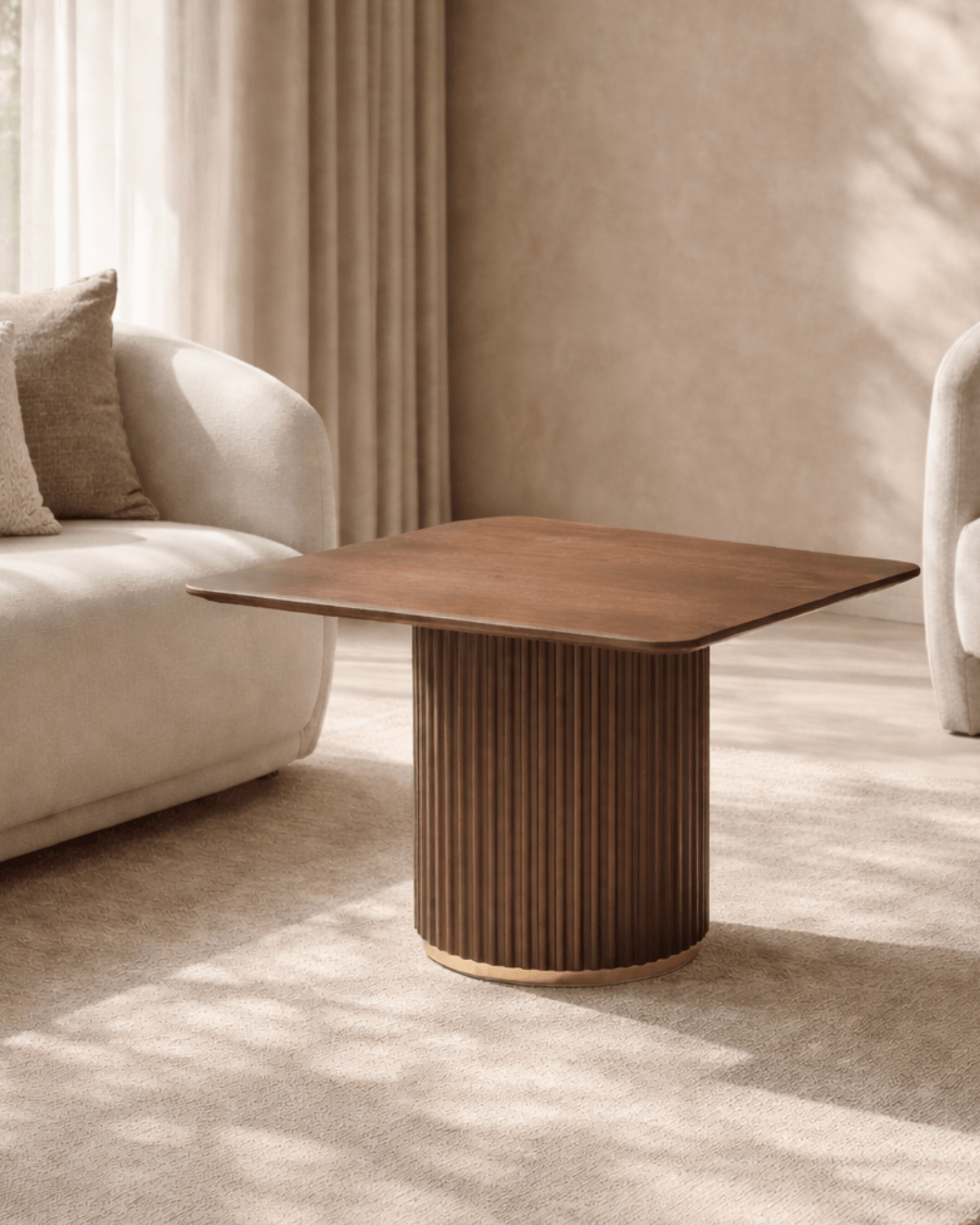 Tommy Franks Living Lantine Side Table - Walnut & Brass House of Isabella UK