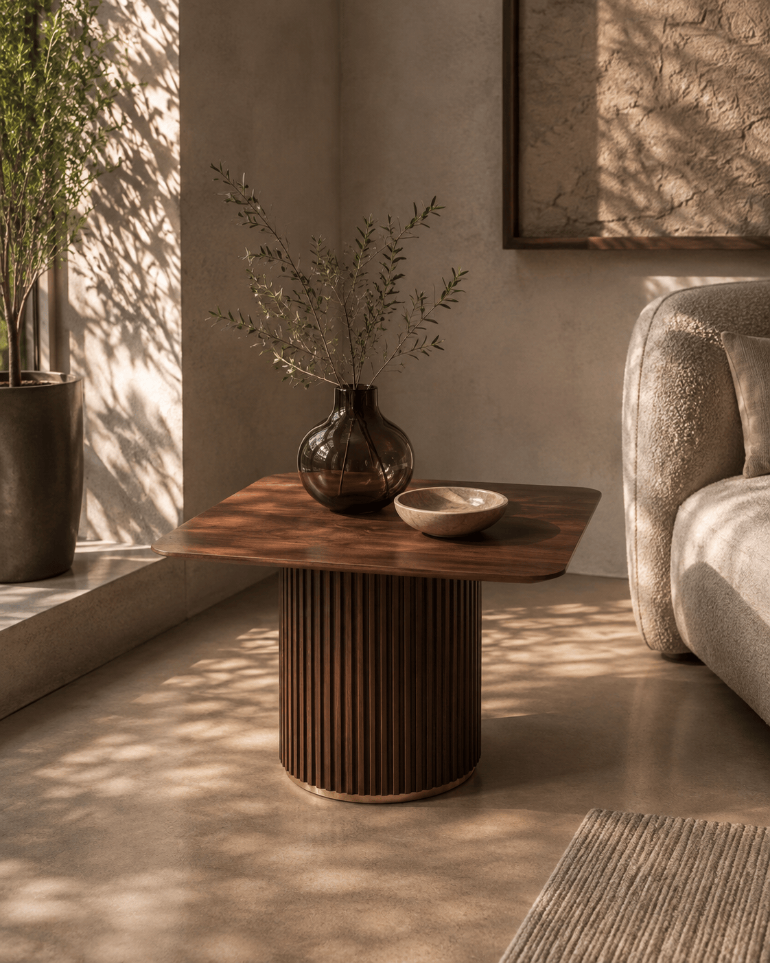 Tommy Franks Living Lantine Side Table - Walnut & Brass House of Isabella UK