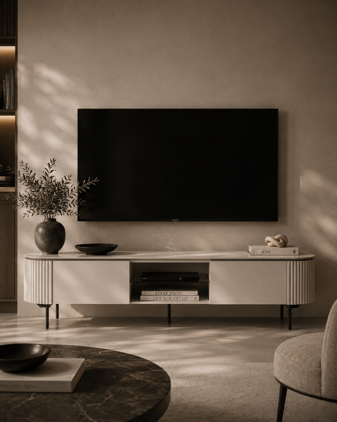 Tommy Franks Living Lantine TV Unit - Matte Beige House of Isabella UK