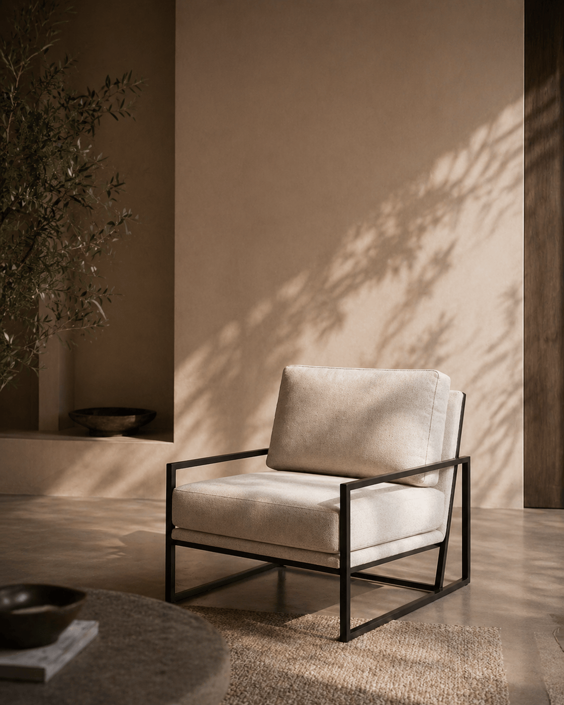 Tommy Franks Living Newell Lounge Chair - Avery Velour Cream House of Isabella UK