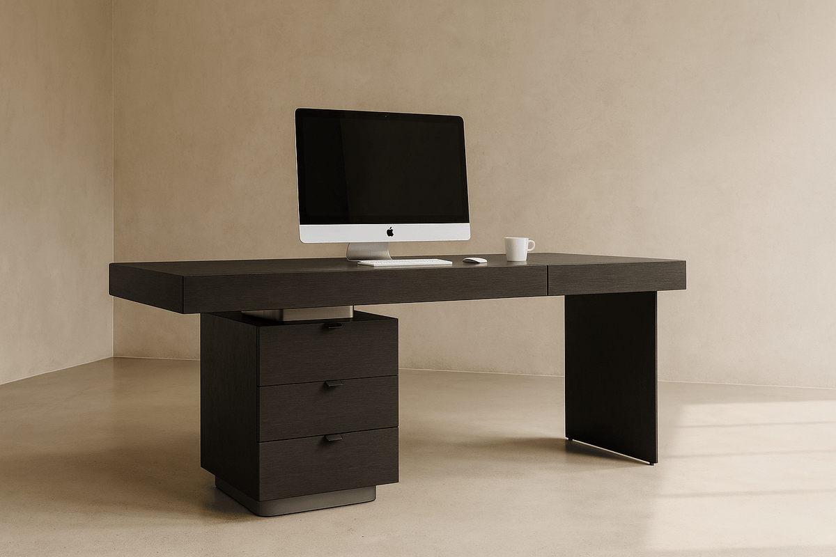 Tommy Franks Living Oston Desk - Smoke Oak - Left Hand Drawers House of Isabella UK