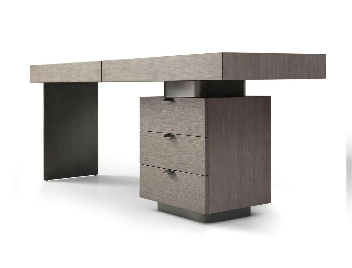Oston Office Desk - Grey - Right Hand Drawers.