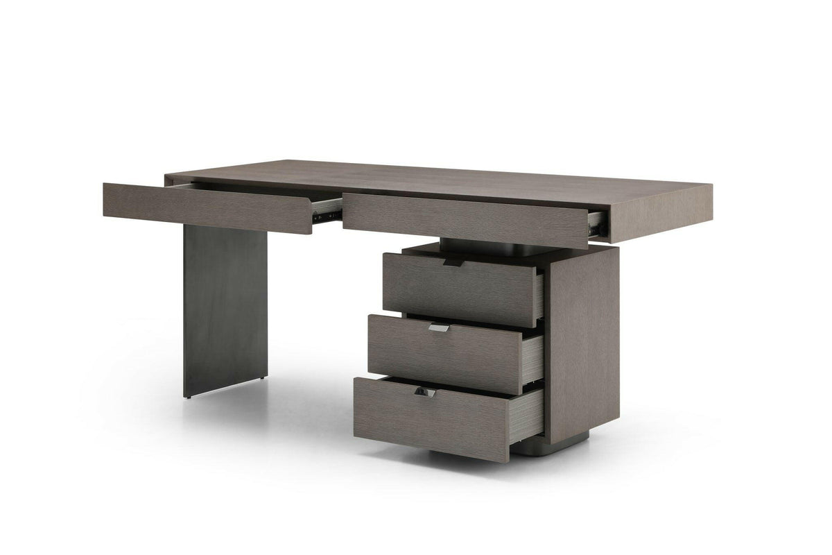 Oston Office Desk - Grey - Right Hand Drawers.