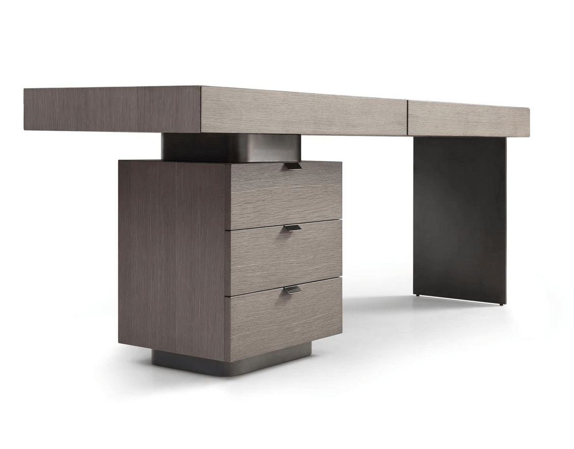 Oston Office Desk - Grey - Left Hand Drawers.