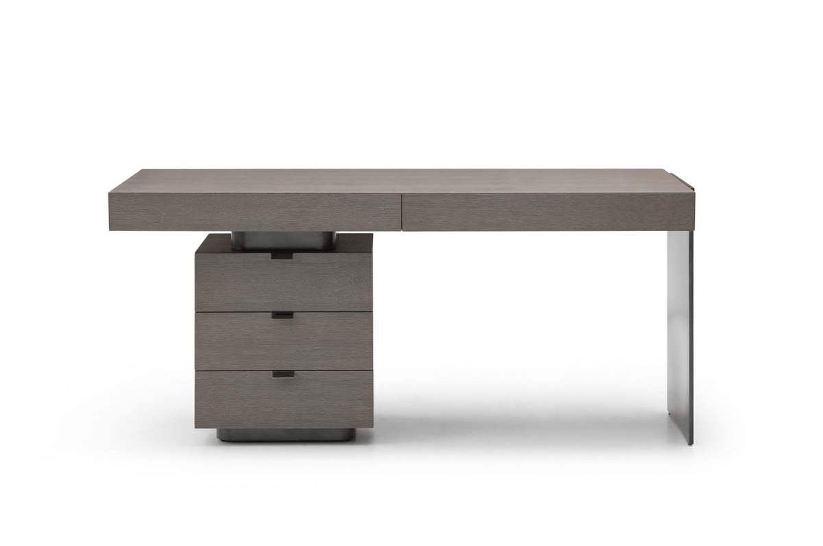 Oston Office Desk - Grey - Left Hand Drawers.