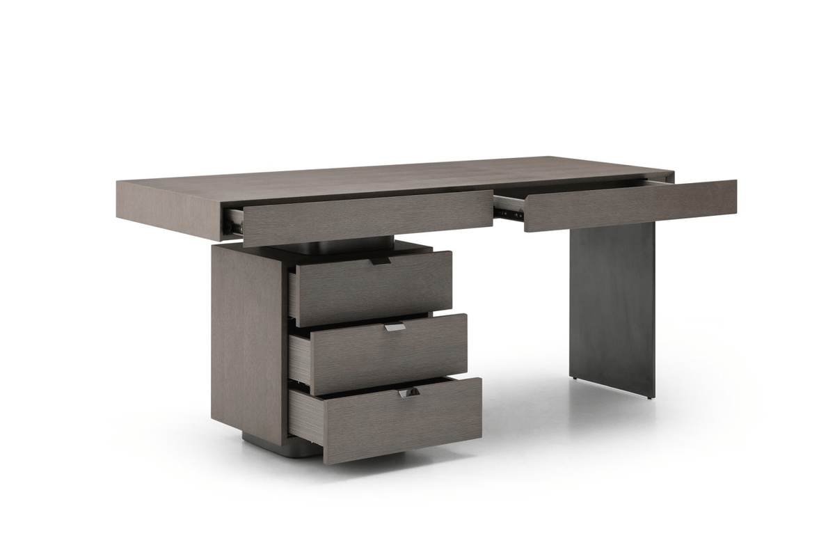 Oston Office Desk - Grey - Left Hand Drawers.