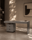 Tommy Franks Living Oston Office Desk - Grey - Left Hand Drawers House of Isabella UK