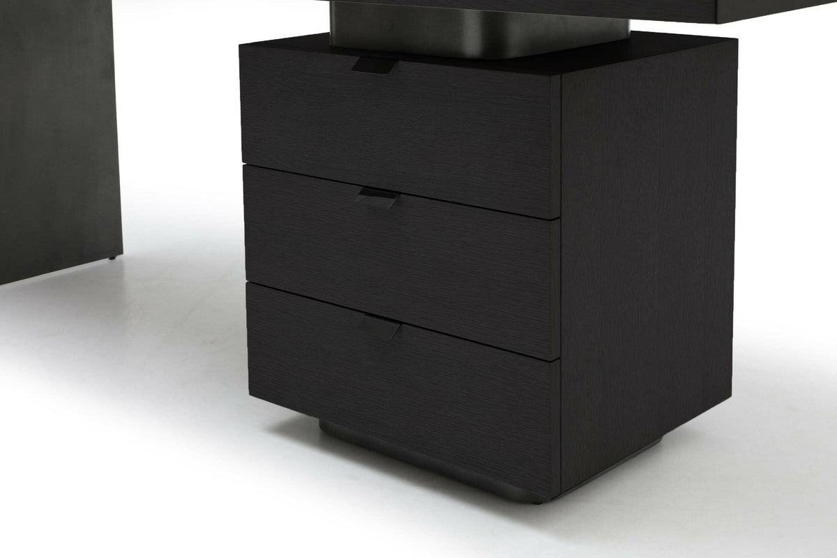 Oston Office Desk - Smoke Oak - Right Hand Drawers.