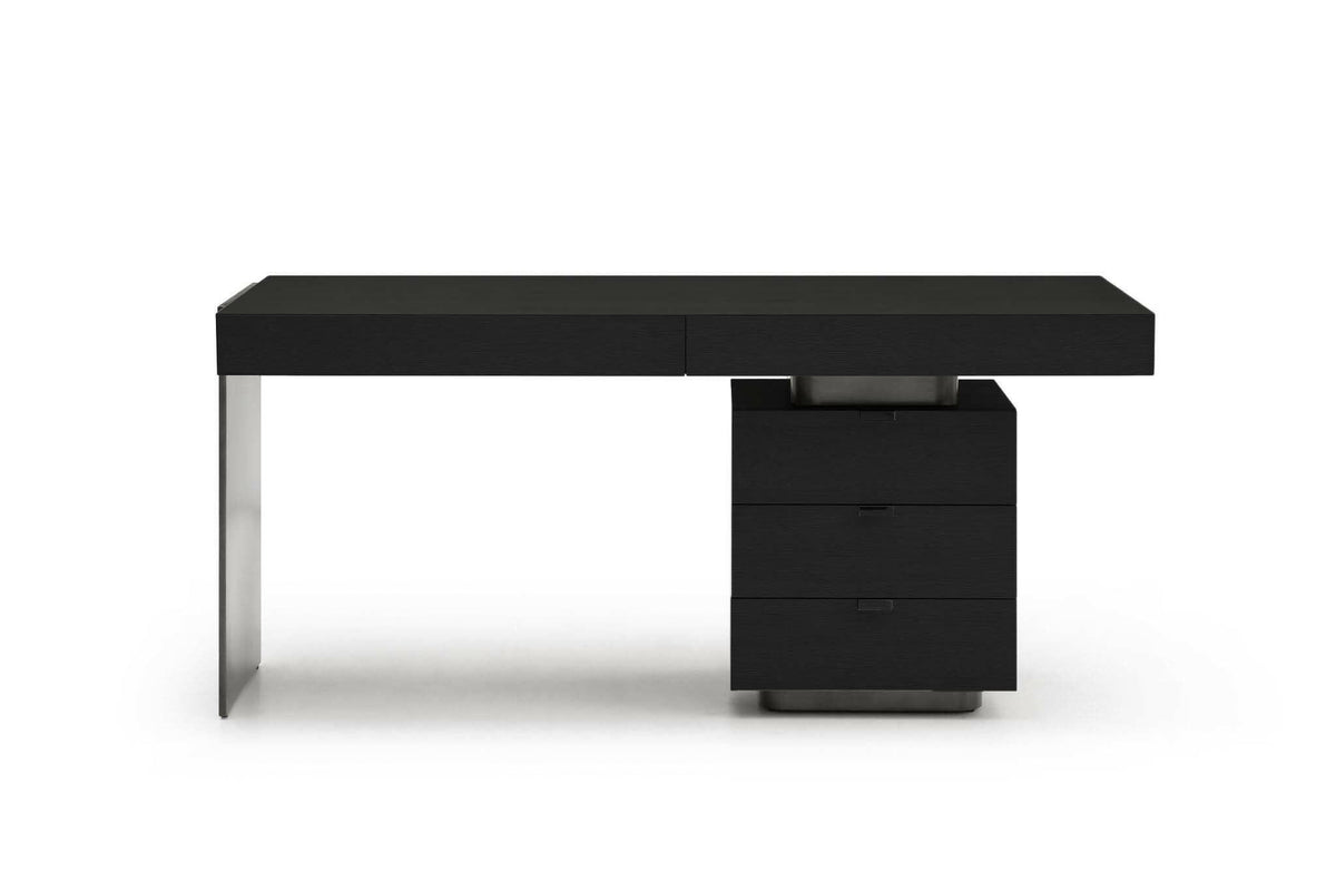 Oston Office Desk - Smoke Oak - Right Hand Drawers.