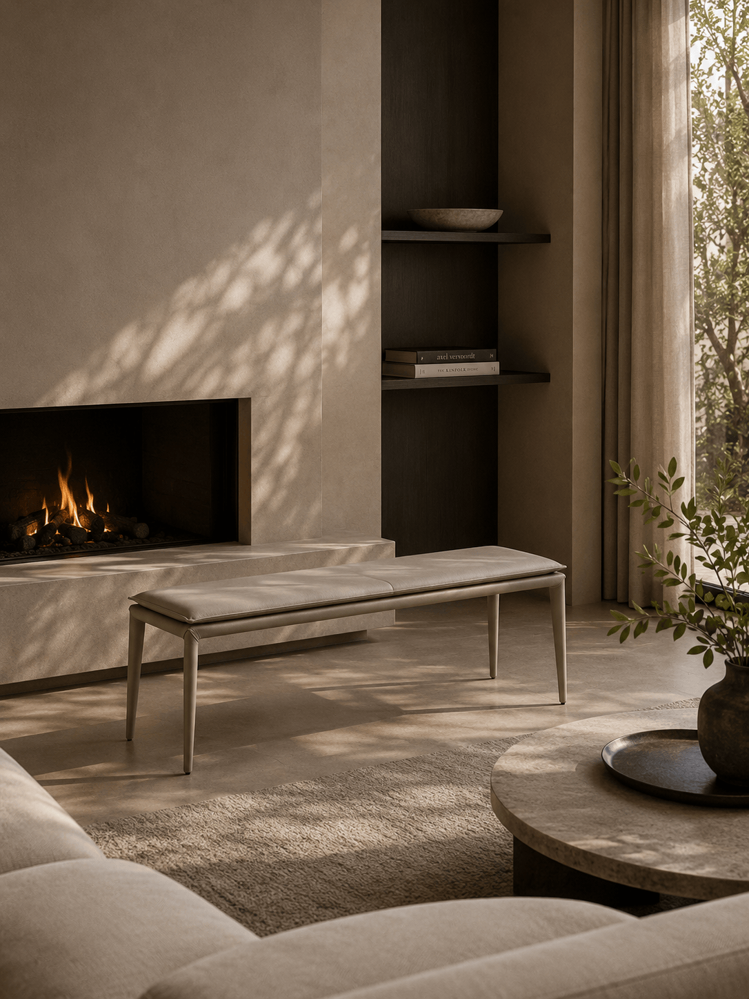 Tommy Franks Living Perabo Bench - Concrete Grey House of Isabella UK