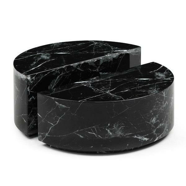 Titan Black Marble 2 Piece Coffee Table.