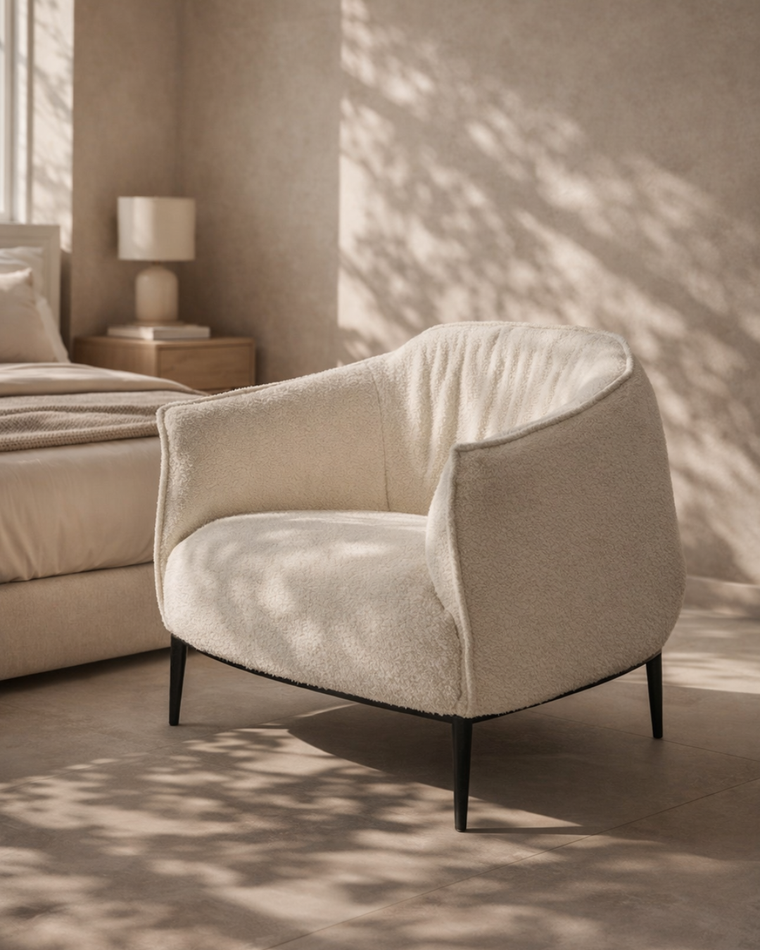 Tommy Franks Living Tyrone Lounge Chair - Chex Bouclé Polar House of Isabella UK