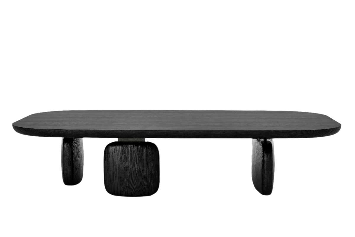 Tommy Franks Living Underline Oval Coffee Table - Black Oak House of Isabella UK