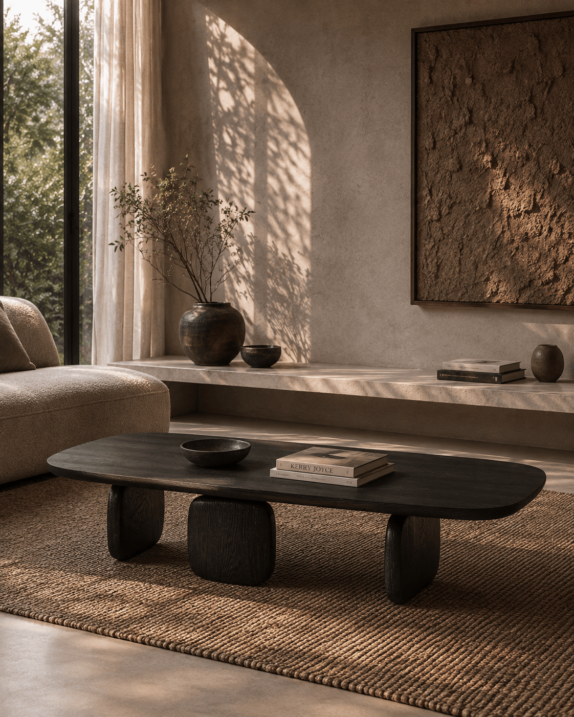Tommy Franks Living Underline Oval Coffee Table - Black Oak House of Isabella UK