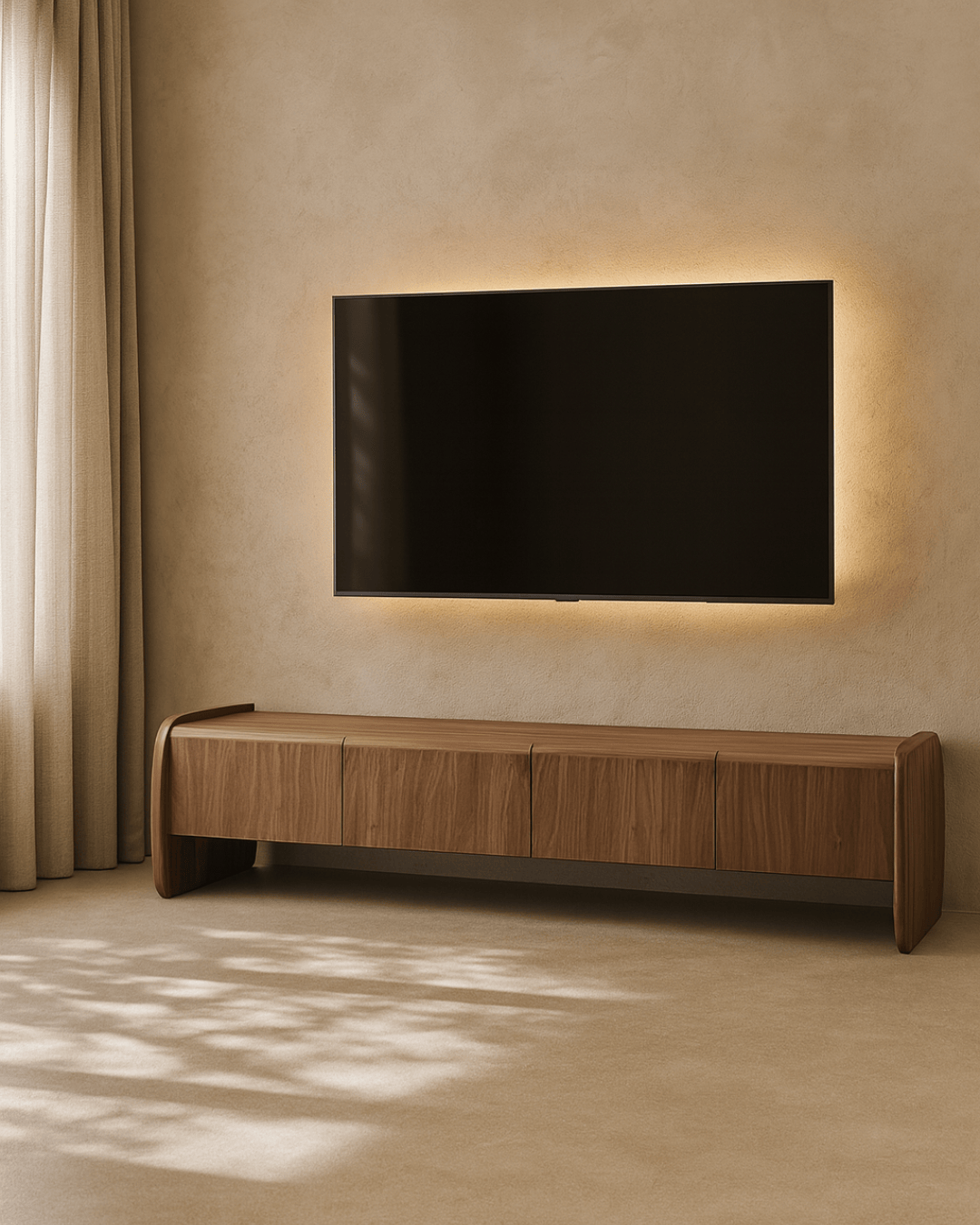 Tommy Franks Living Underline Tv Unit - Light Walnut House of Isabella UK