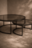 Tommy Franks Living Wheel Coffee Table - Large - Glass House of Isabella UK
