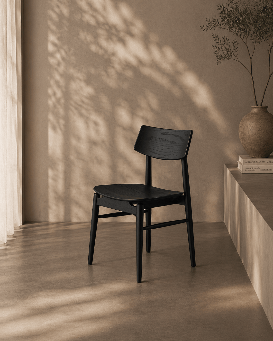 Tommy Franks Mono Solid Oak Dining Chair - Matte Black House of Isabella UK