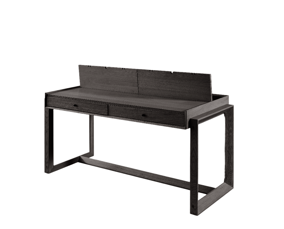 Tommy Franks Offset Solid Oak Desk - Black House of Isabella UK