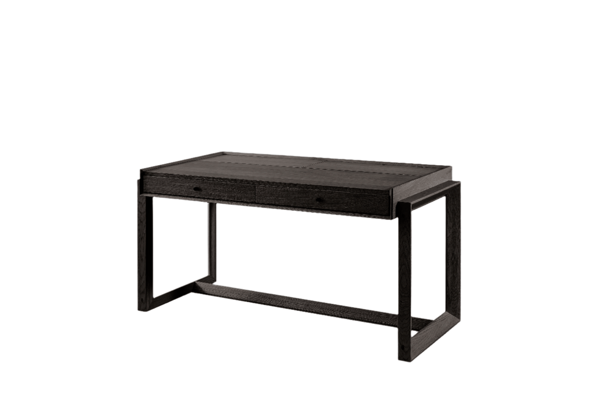 Tommy Franks Offset Solid Oak Desk - Black House of Isabella UK