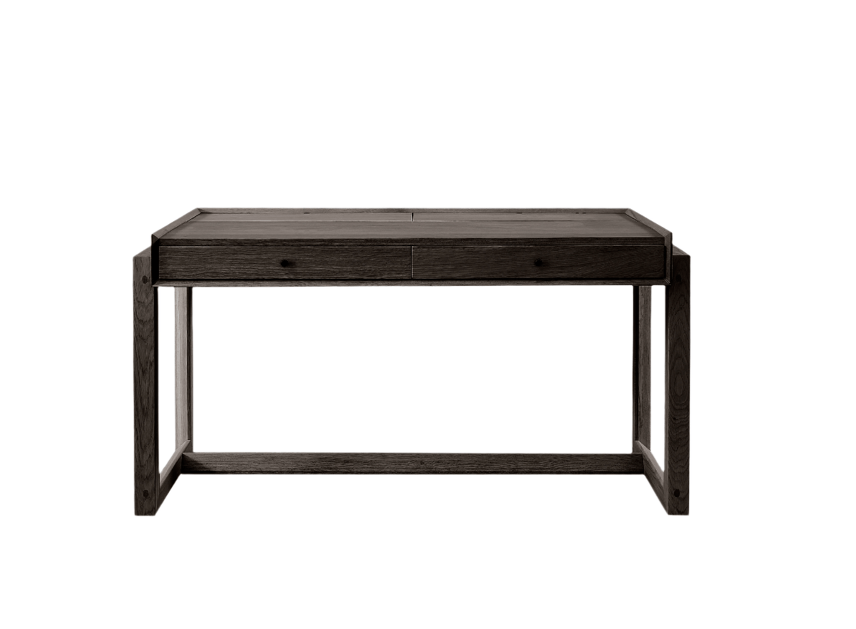 Tommy Franks Offset Solid Oak Desk - Black House of Isabella UK
