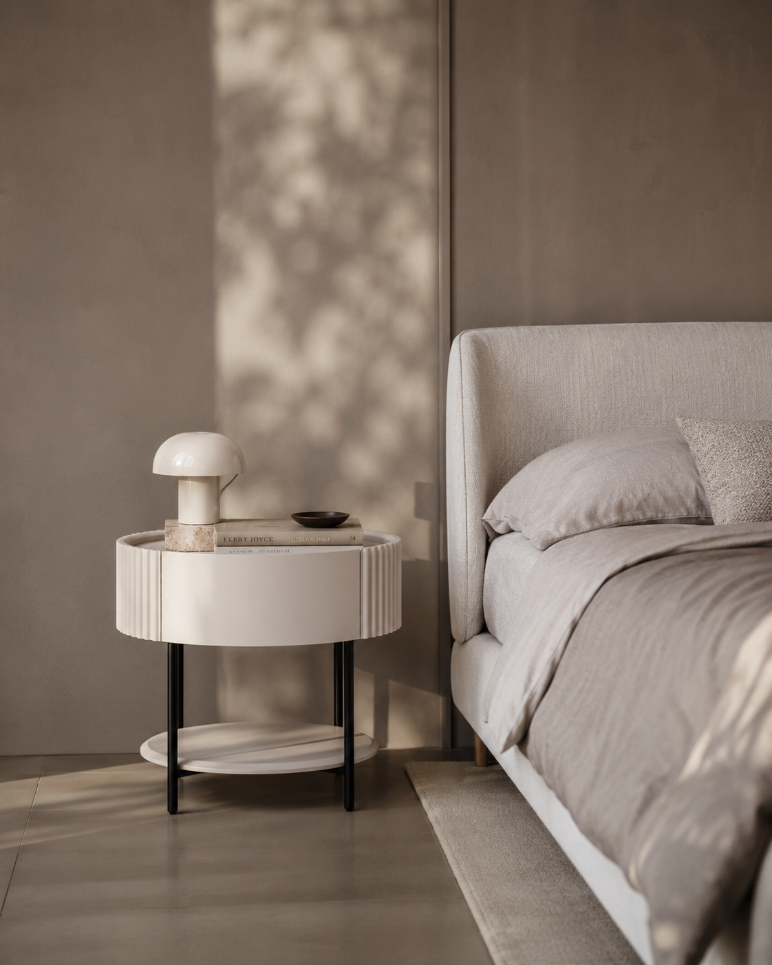 Tommy Franks Sleeping Avola Bedside Table - Matte Beige House of Isabella UK