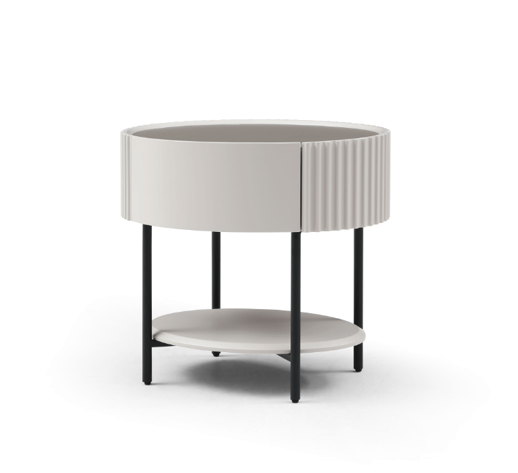 Avola Bedside Table - Matte Beige.