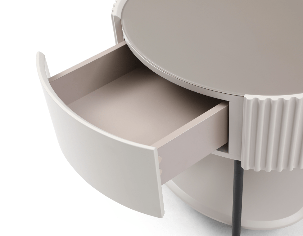 Avola Bedside Table - Matte Beige.