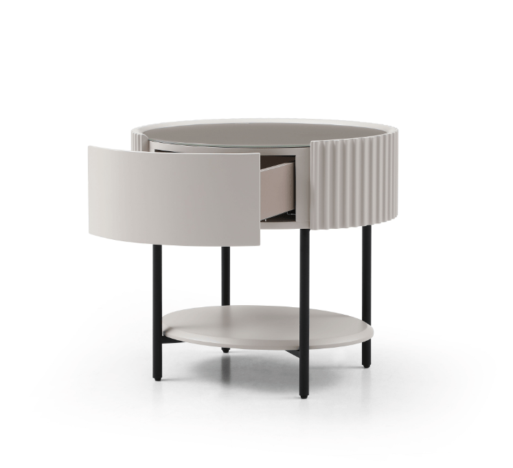Avola Bedside Table - Matte Beige.