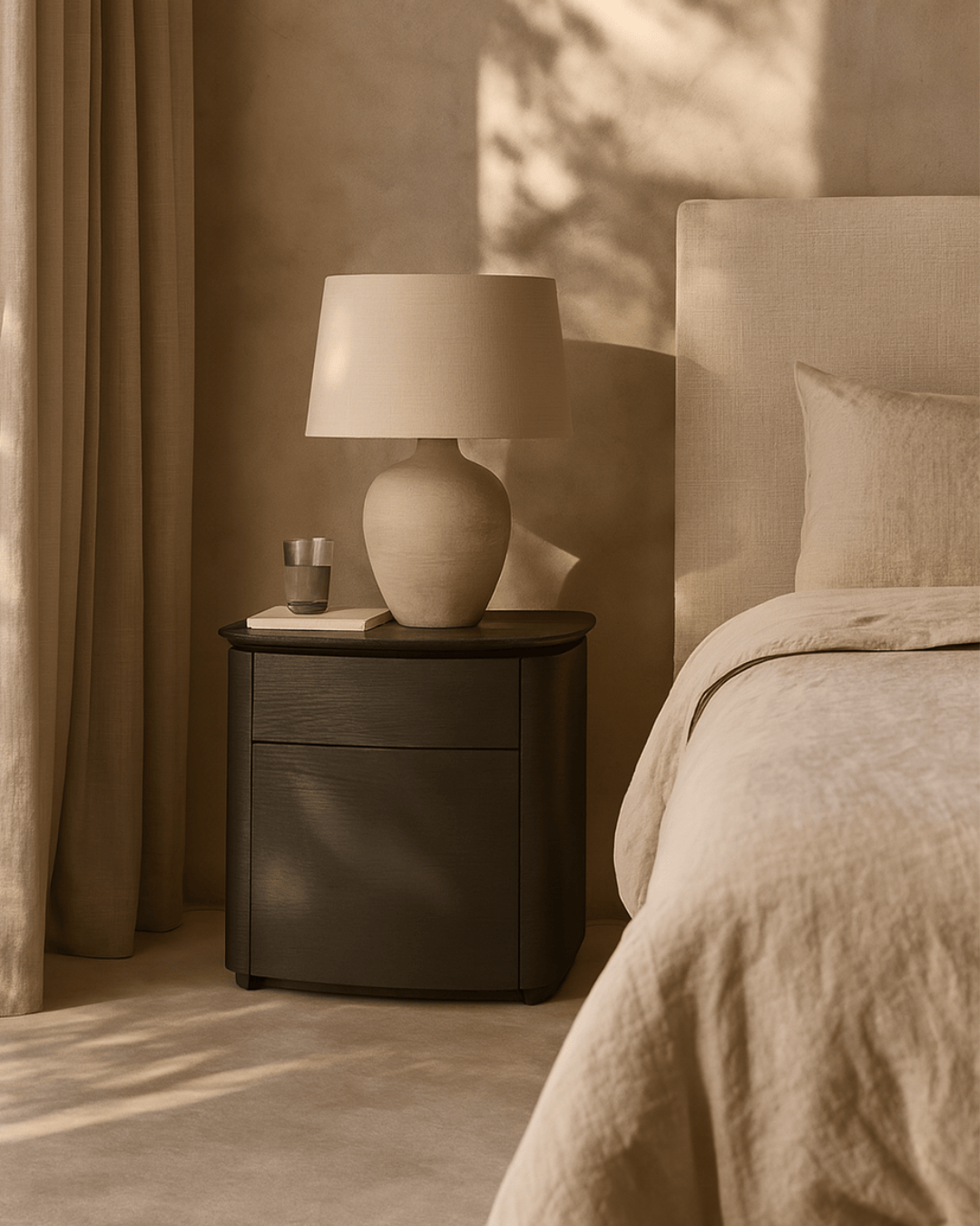 Tommy Franks Sleeping Blade Bedside Table - Smoke Oak House of Isabella UK