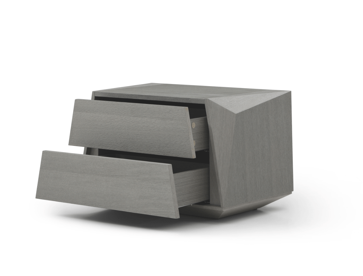 Madon Wide Bedside Table 700mm - Dark Grey Oak.