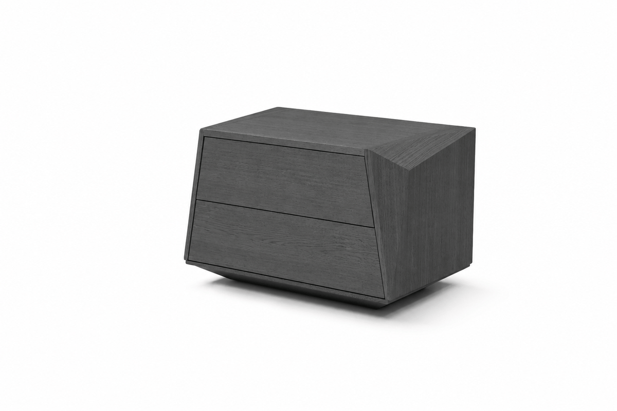 Tommy Franks Sleeping Madon Wide Bedside Table 700mm - Smoke Oak House of Isabella UK