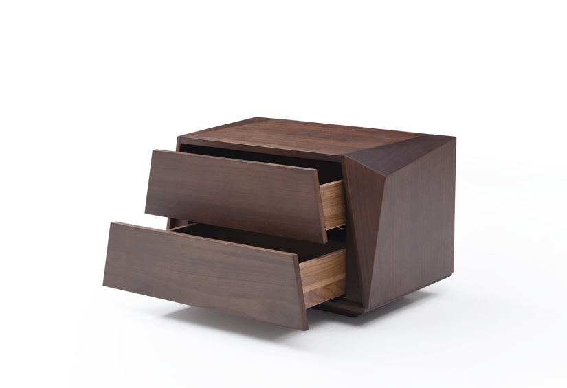 Madon Wide Bedside Table 700mm - Walnut.