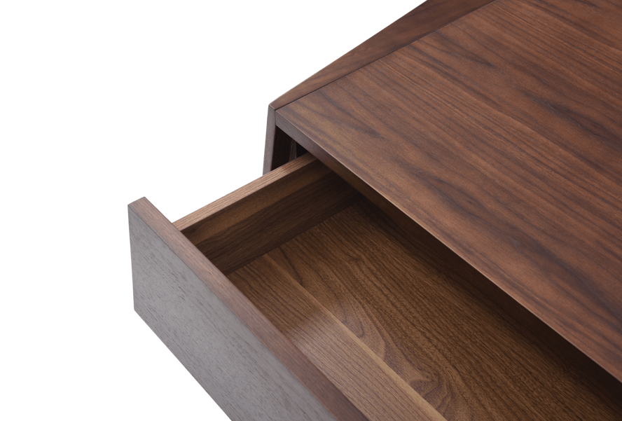 Madon Wide Bedside Table 700mm - Walnut.