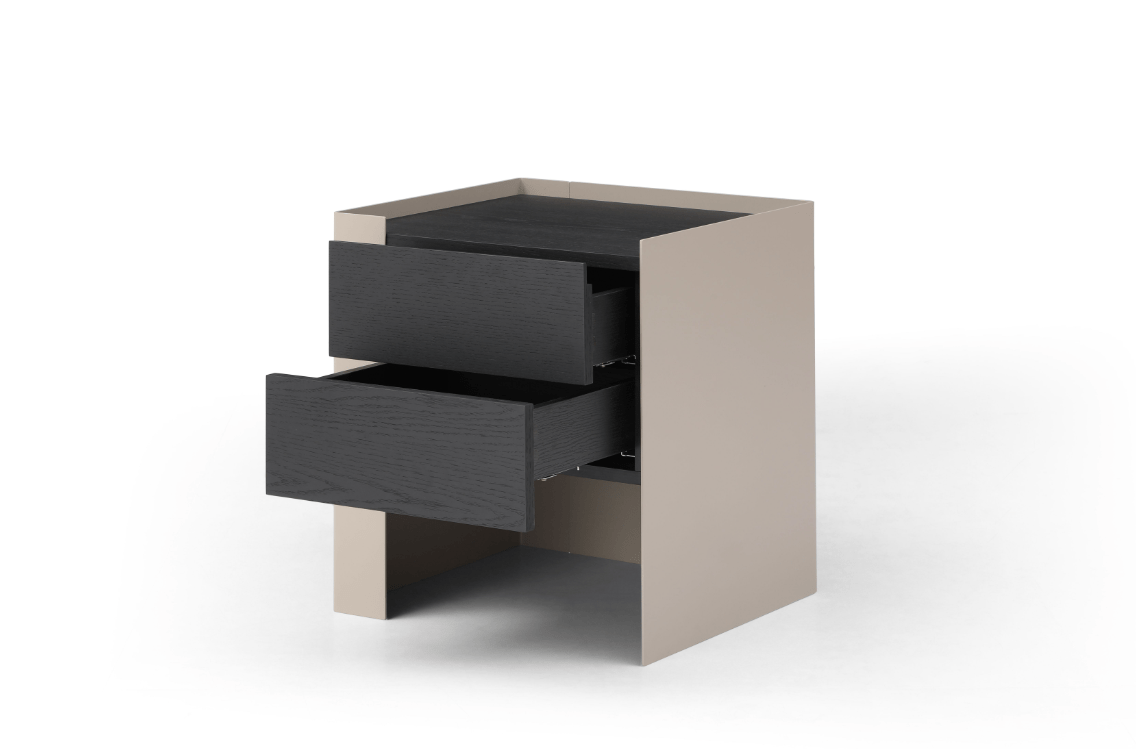 Tunica Bedside Table - Taupe - Pair.