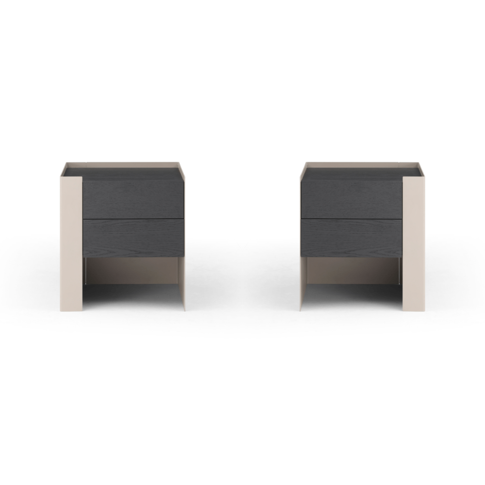 Tunica Bedside Table - Taupe - Pair.