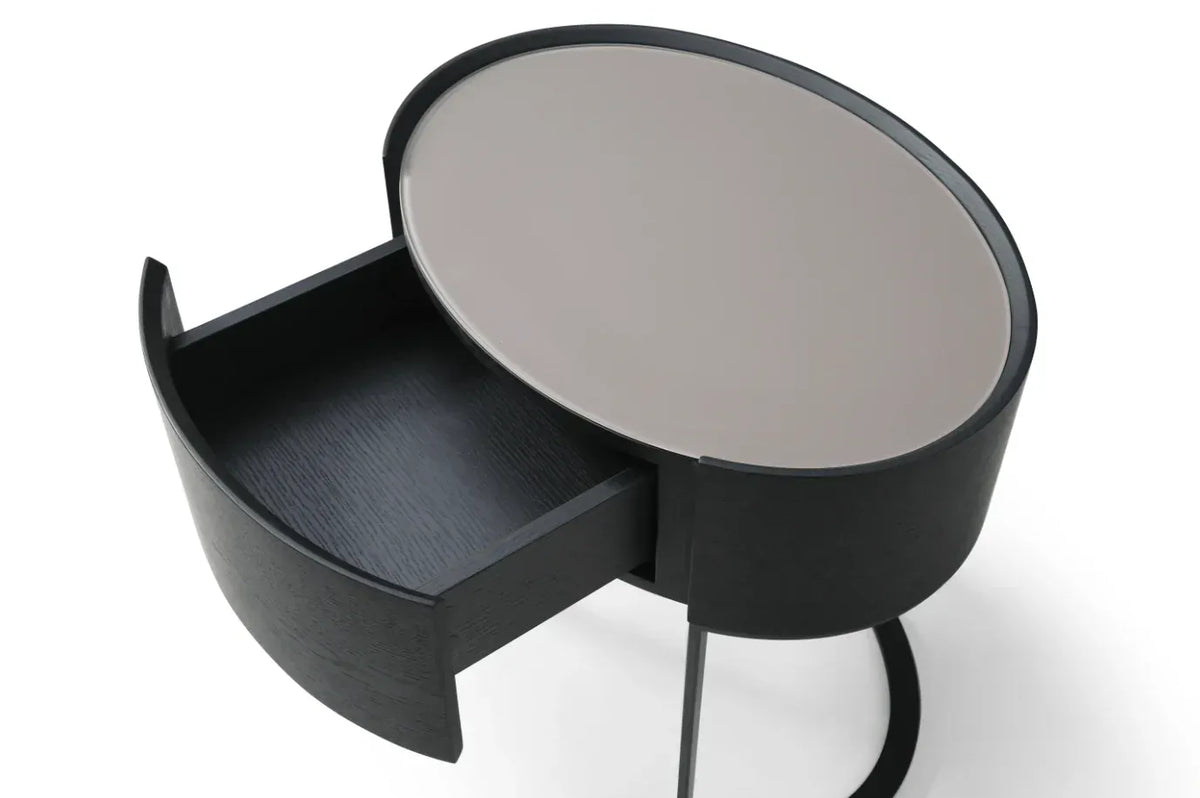 Tommy Franks Sleeping Verge Bedside Table - Black Oak House of Isabella UK