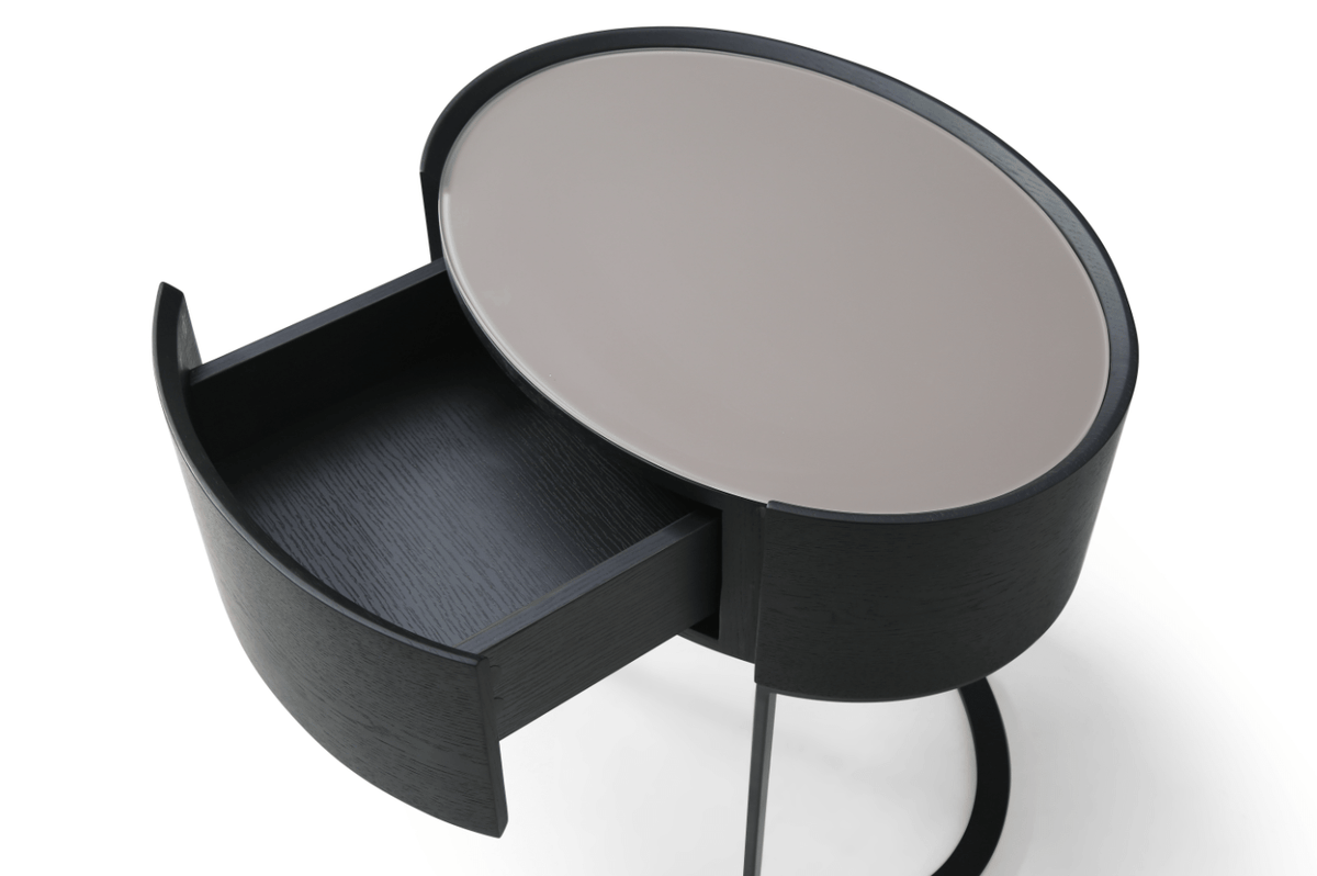 Verge Bedside Table - Grey Wash Oak.