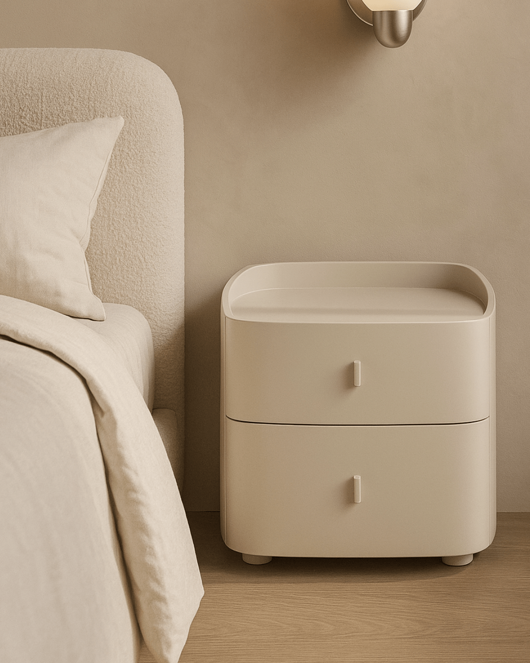 Tommy Franks Sleeping Vertu Bedside Table - Matte Beige House of Isabella UK