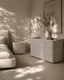 Tommy Franks Sleeping Vertu Bedside Table - Matte Beige House of Isabella UK