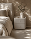 Tommy Franks Sleeping Vertu Bedside Table - Matte Beige House of Isabella UK