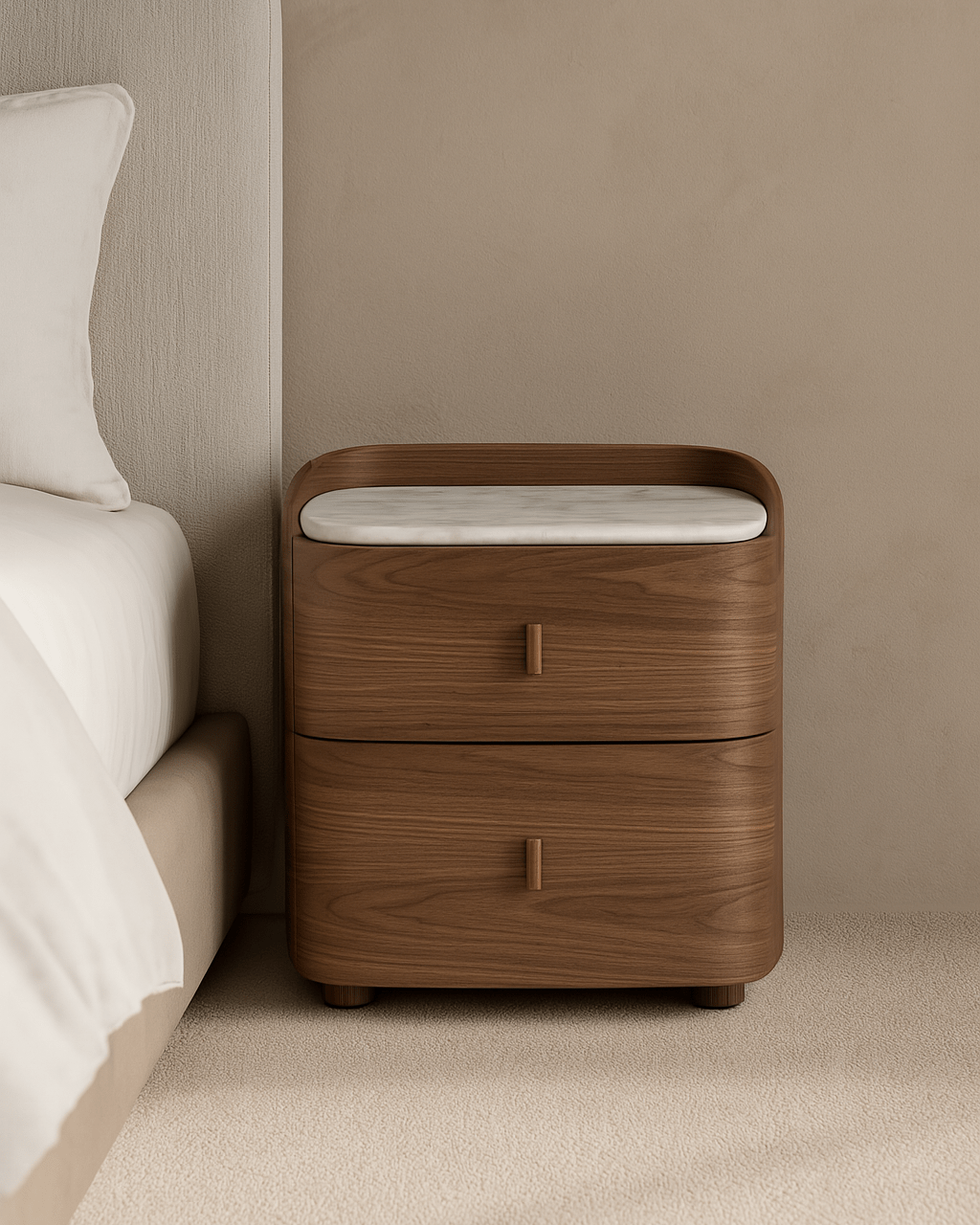 Tommy Franks Sleeping Vertu Bedside Table - Walnut House of Isabella UK