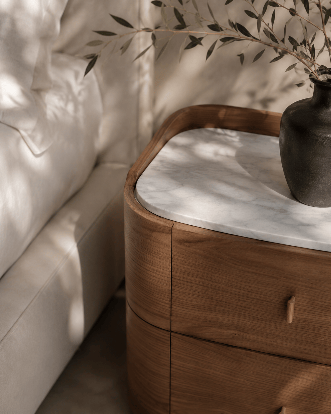 Tommy Franks Sleeping Vertu Bedside Table - Walnut House of Isabella UK