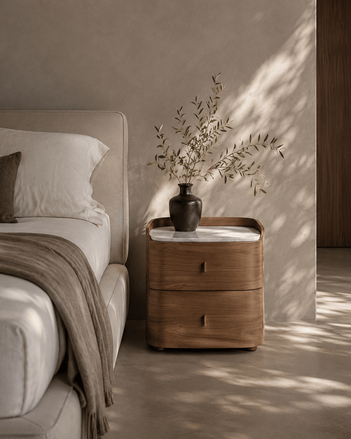Tommy Franks Sleeping Vertu Bedside Table - Walnut House of Isabella UK