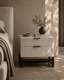 Tommy Franks Sleeping Webb Bedside Table - Matte Beige House of Isabella UK