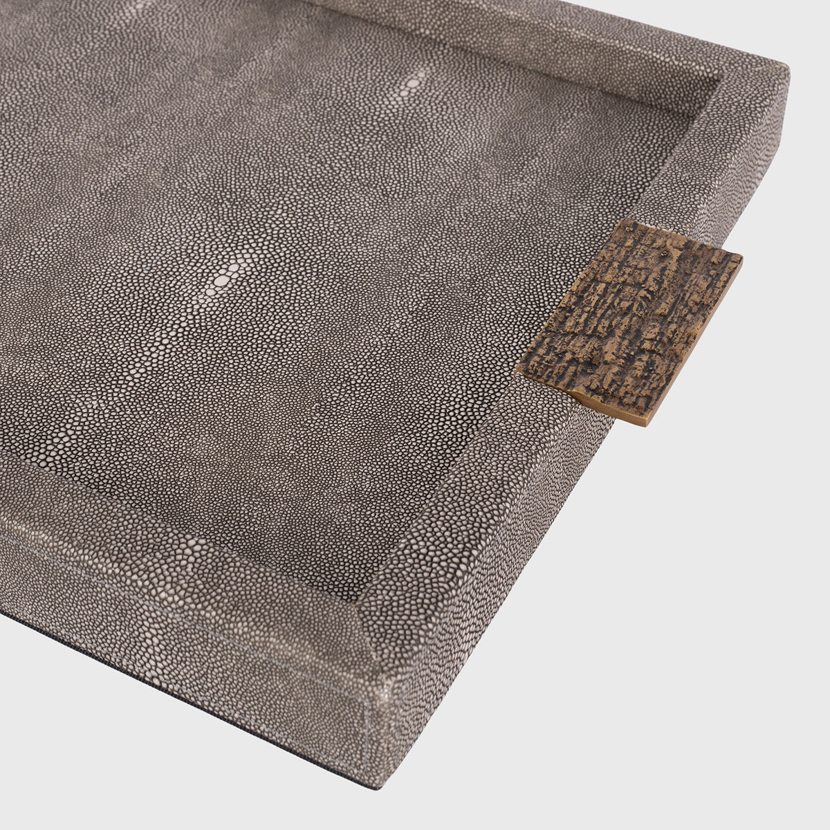Wode Rectangular Tray Dark Faux Shagreen Leather