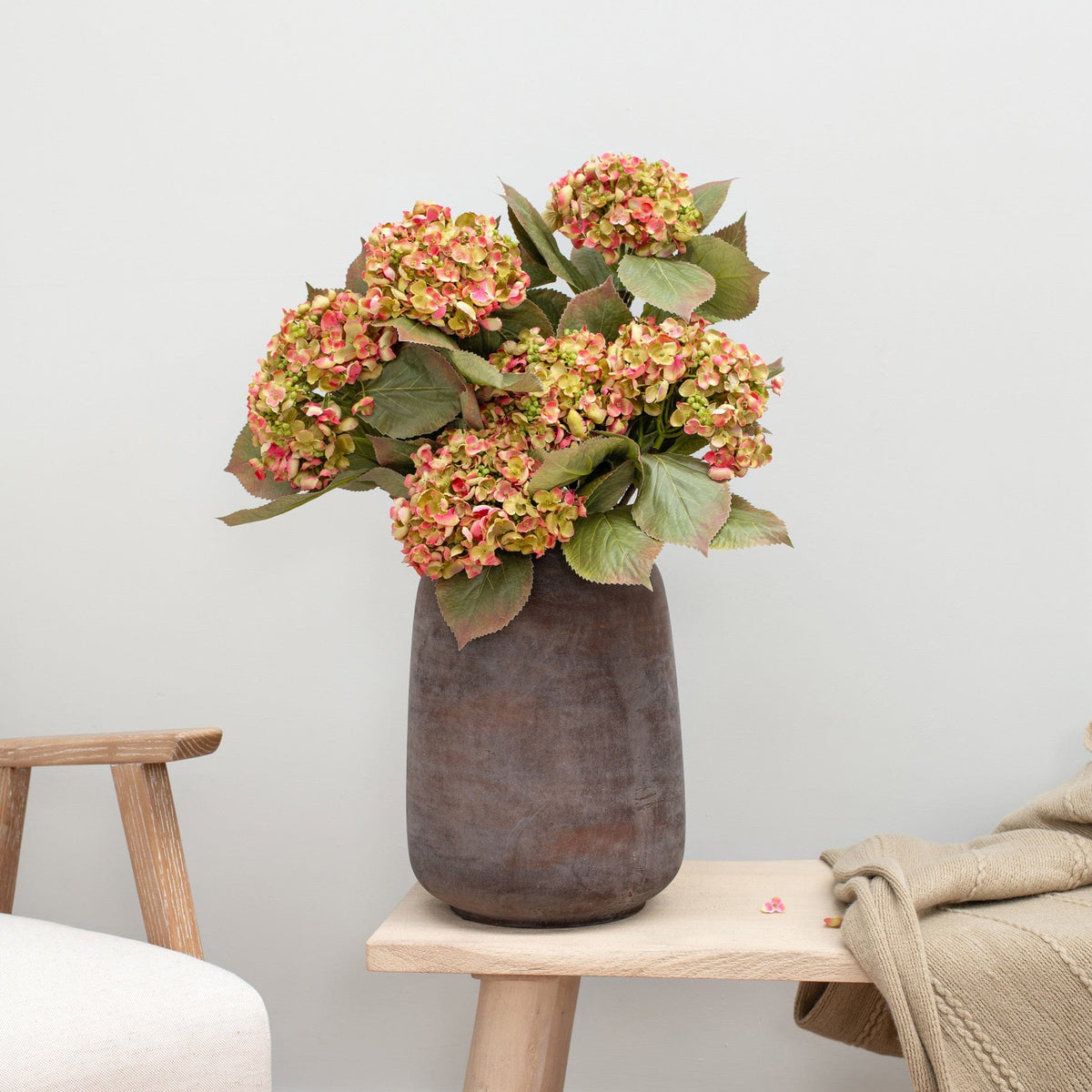 SF Hydrangea Pink/Grn 80cm.